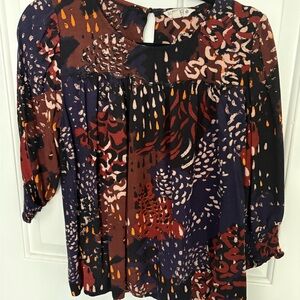 Fat Face Women's Abstract Print Blouse - Purple, Red, and Brown